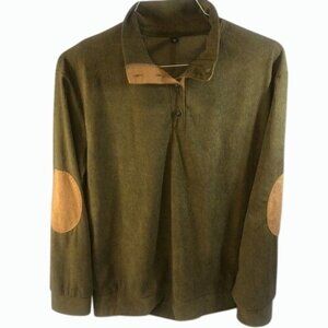 Mens XL Corduroy Lightweight Henley w/patches Hengsheng Jeans Landtown Tech Wear